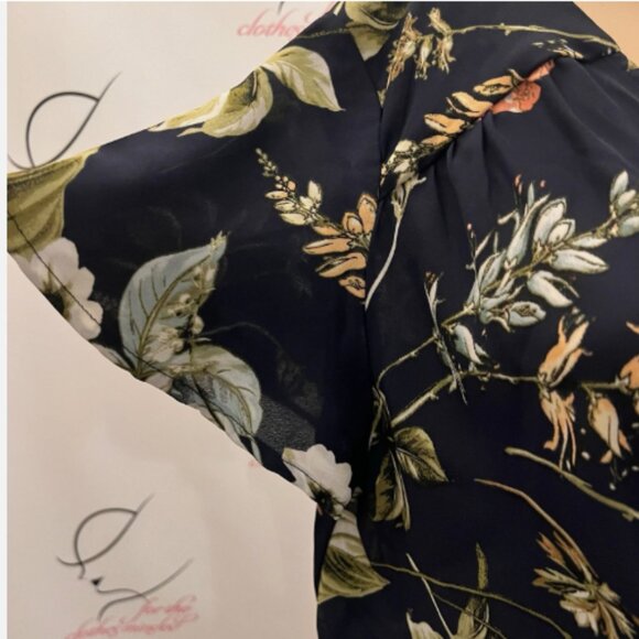 COMO Vintage. Size Large. Chiffon Flutter Sleeve Blouse. Floral. Wrap. B124 - Picture 4 of 6
